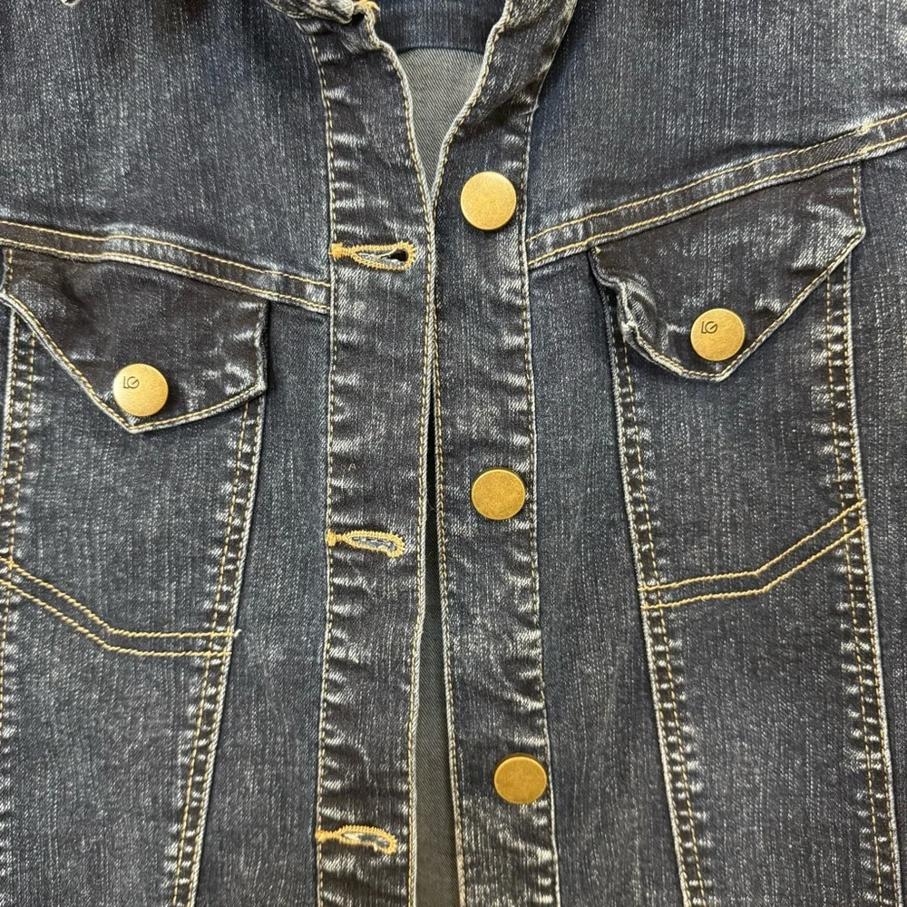 LOGO by Lori Goldstein Dark Blue Jean Jacket - Picture 2 of 11